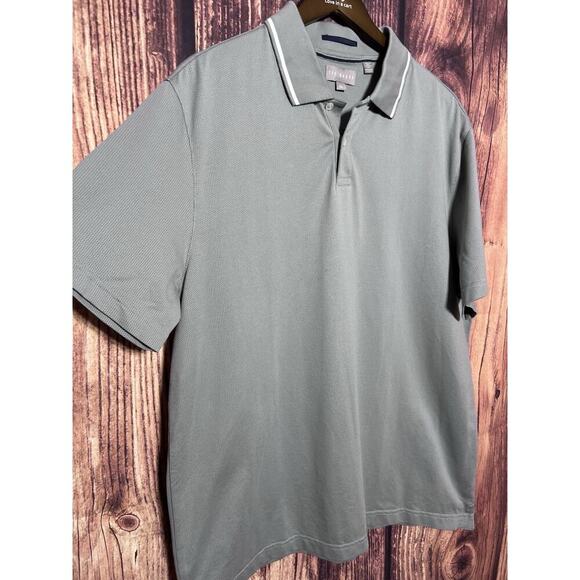 Ted Baker Shirt Men XL Button Polo GRAY Preppy Cotton - Picture 5 of 8